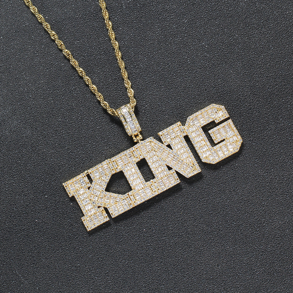 Custom number letter name baguette pendant necklace chain dialmond fully iced instagram famous rapper jewelry hip hop top jewelers