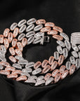 15mm cuban link necklace chain in baguette diamond White Gold Yellow Gold sterling silver hip hop jewelry cheap best quality custom made