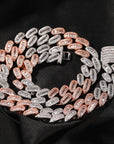 15mm cuban link necklace chain in baguette diamond White Gold Yellow Gold sterling silver hip hop jewelry cheap best quality custom made