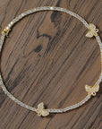 4mm tennis link with fully iced 3 butterflies short diamond necklace choker White Gold kylie jenner kardashians