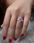 Three Stone Marquise Diamond tourmaline Engagement Rings kylie jenner ring travis scott