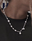 Asap Rocky pearl necklace Chanel cuban links chain with beads vlone playboi carti jeweler diamond gold