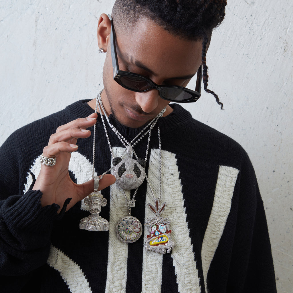 Fully iced Panda diamond pendant necklace chain as seen on Jackson Wang Got7 kpop fans buy panthepack