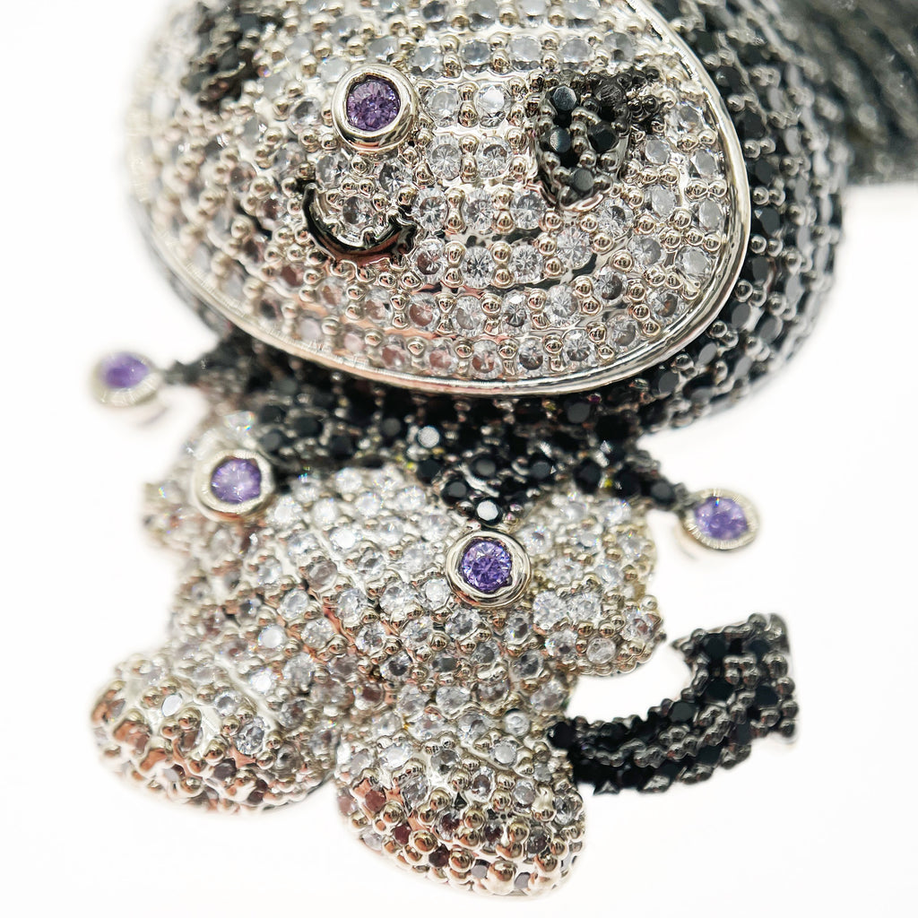 ifandco Iced Out Kuromi diamond pendant necklace with free matching chain included.