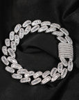 15mm cuban link necklace chain in baguette diamond White Gold Yellow Gold sterling silver hip hop jewelry cheap best quality custom made