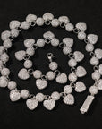 fully iced diamond heart ball Fully iced puffy bubble heart 3D clustered ball tennis link short necklace choker