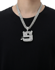 Devilish letter S pendant necklace chain in baguette diamond custom shopgld