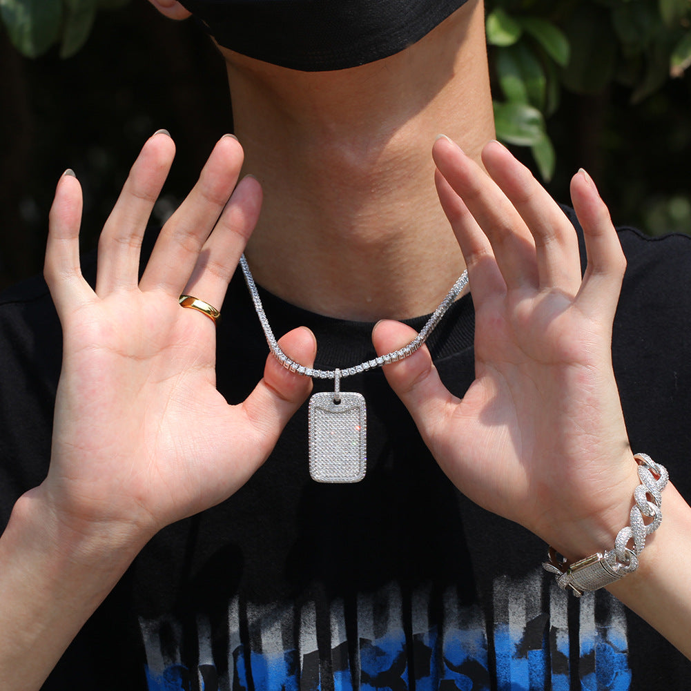 Fully iced Army dog tag in white gold diamonds