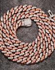 8mm cuban links necklace chain in white and pink diamonds
