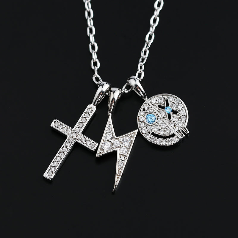 EYEFUNNY smiling face pendant necklace chain diamond vvs アイファニー POGGY KIM JONES VIRGIL JBALVIN