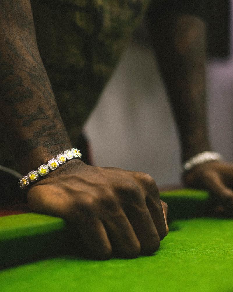 travis canary halo one row scott solitaire tennis link bracelet out with kylie jenner