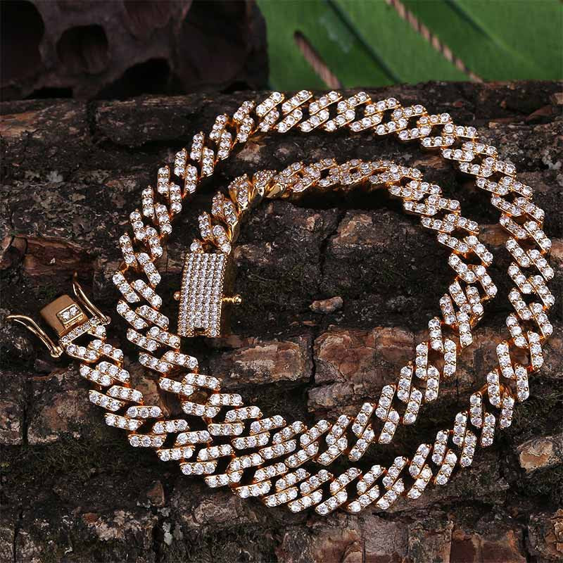 10mm curb cuban link chain necklace vvs diamond kanye west travis scott