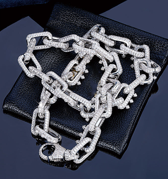 Playboi Carti spiked links necklace cuban link fully iced diamond vvs vlone asap rocky