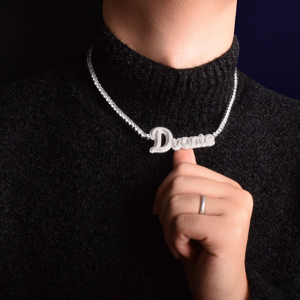 Hailey Bieber Wears Diamond Necklace With Her Married Last Name Vogue people.com custom name diamond necklace tennis link chain
