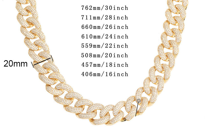 20mm cuban link necklace bracelet fully iced micro pave diamond travis scott playboi carti asap rocky ian connor vlone vvs