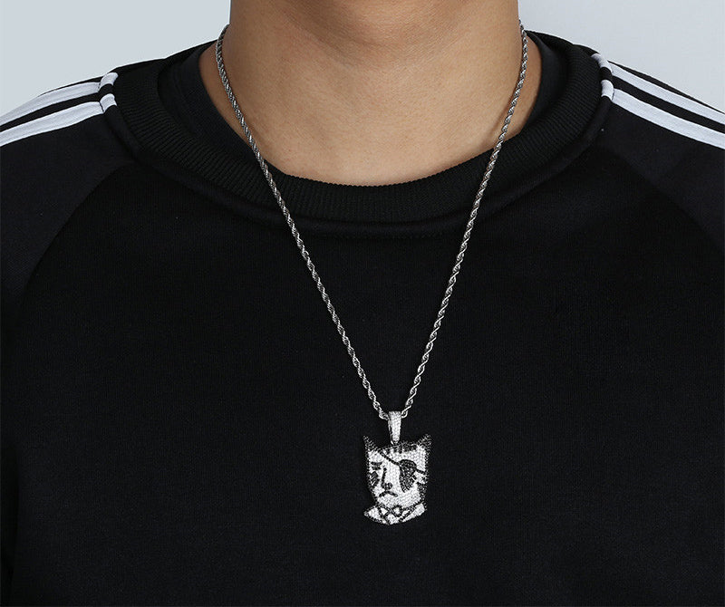 lil uzi vert tattoo cat pendant necklace chain luv free chain diamond vvs ifandco liluzivert