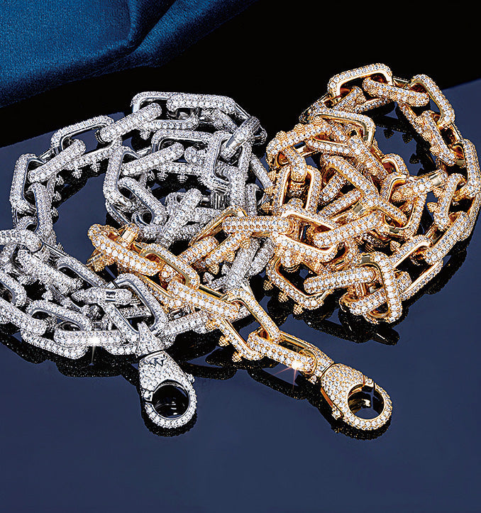 Playboi Carti spiked links necklace cuban link fully iced diamond vvs vlone asap rocky