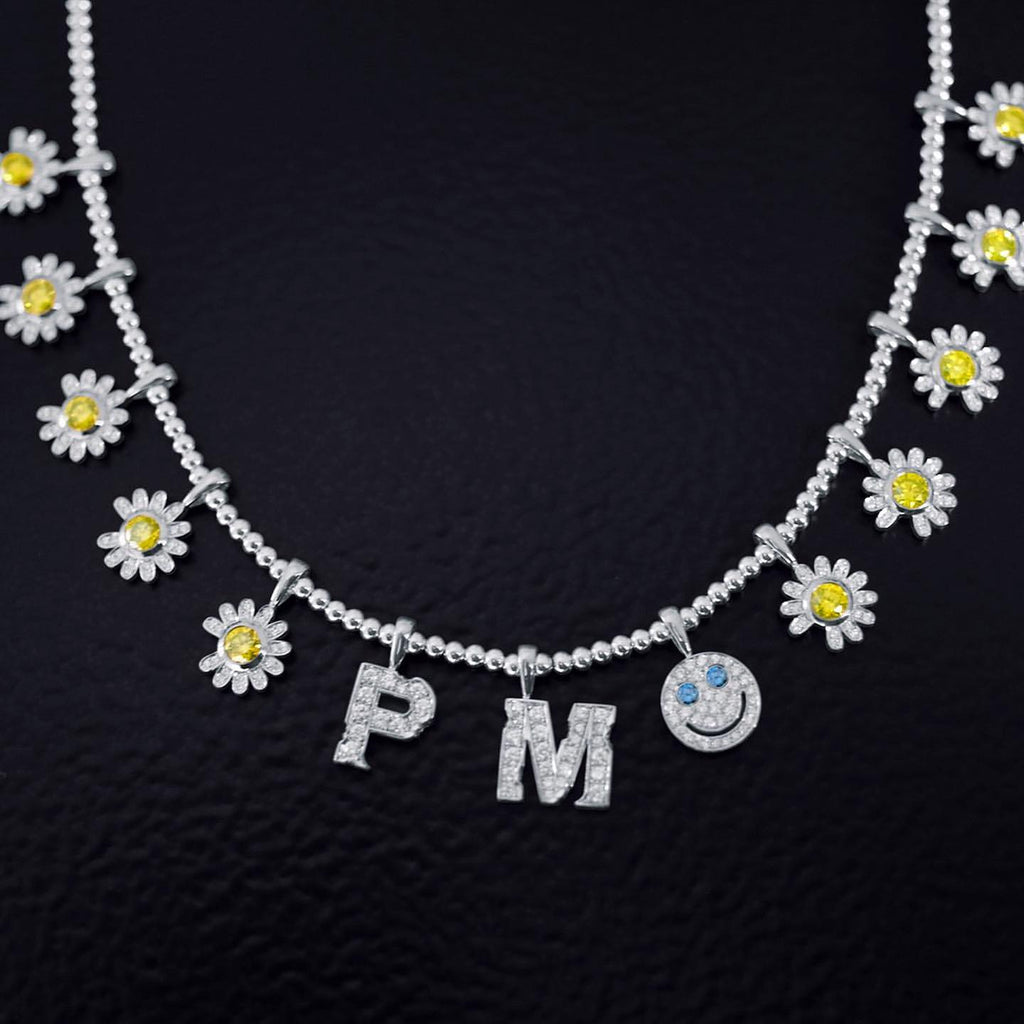 EYEFUNNY diamond daisy smiling face pendant necklace chain gdragon peaceminusone アイファニー POGGY KIM JONES VIRGIL JBALVIN