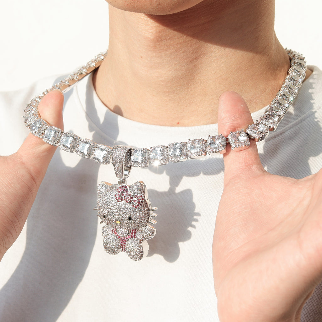 ifnandco custom hello kitty diamond pendant necklace chain iced out ben baller