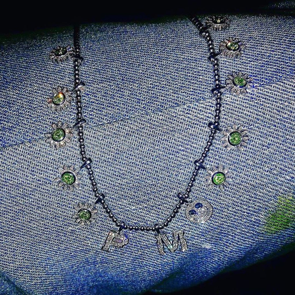 EYEFUNNY diamond daisy smiling face pendant necklace chain gdragon peaceminusone アイファニー POGGY KIM JONES VIRGIL JBALVIN