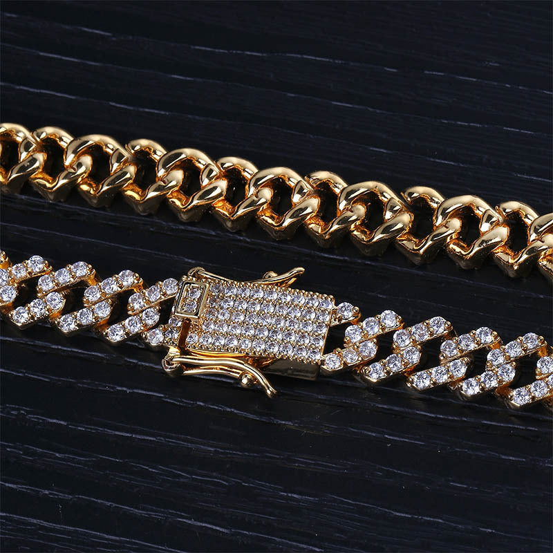 10mm curb cuban link chain necklace vvs diamond kanye west travis scott