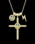 EYEFUNNY smiling face pendant necklace chain diamond vvs アイファニー POGGY KIM JONES VIRGIL JBALVIN
