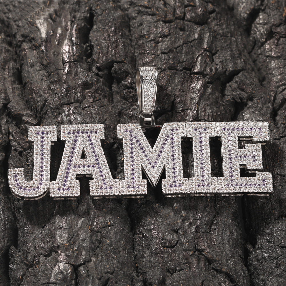 Custom A-Z baguette diamond custom Letters numbers Initial Charm pendant hollywood celebrity jewelers jewelry hip hop diamond necklace chain