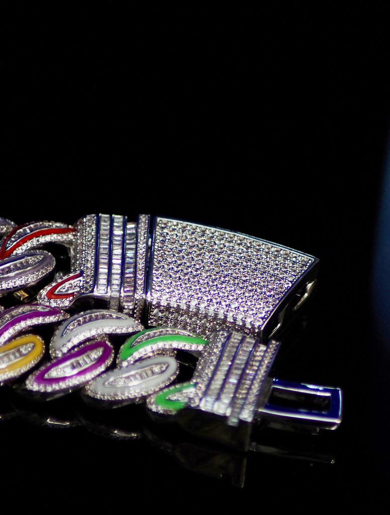 20mm glow in the dark enamel cuban link necklace chain as seen on Travis Scott Melted Utopia dream