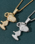 Iced Out diamond Charlie Brown Snoopy pendant necklace with free matching chain included free shipping top rappers jewelry brand urban fashion jewelers shopgld