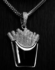 Emoji french fries pendant & necklace with free matching chain free shipping white gold diamond emoji necklace chain