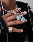 Emoji cold face frozen pendant diamond necklace chain jackson wang got7 merch fans kpop