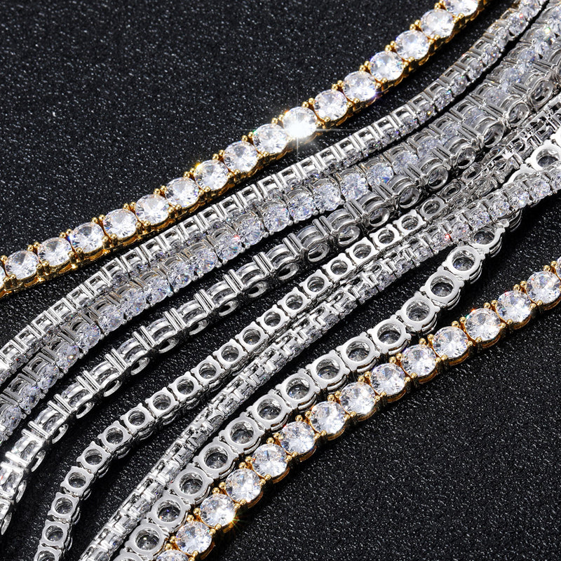 4mm tennis link silver white gold diamond necklace short diamond necklace choker White Gold kylie jenner kardashians fashion nova shein