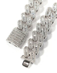 15mm cuban link necklace chain in baguette diamond White Gold Yellow Gold sterling silver hip hop jewelry cheap best quality custom made