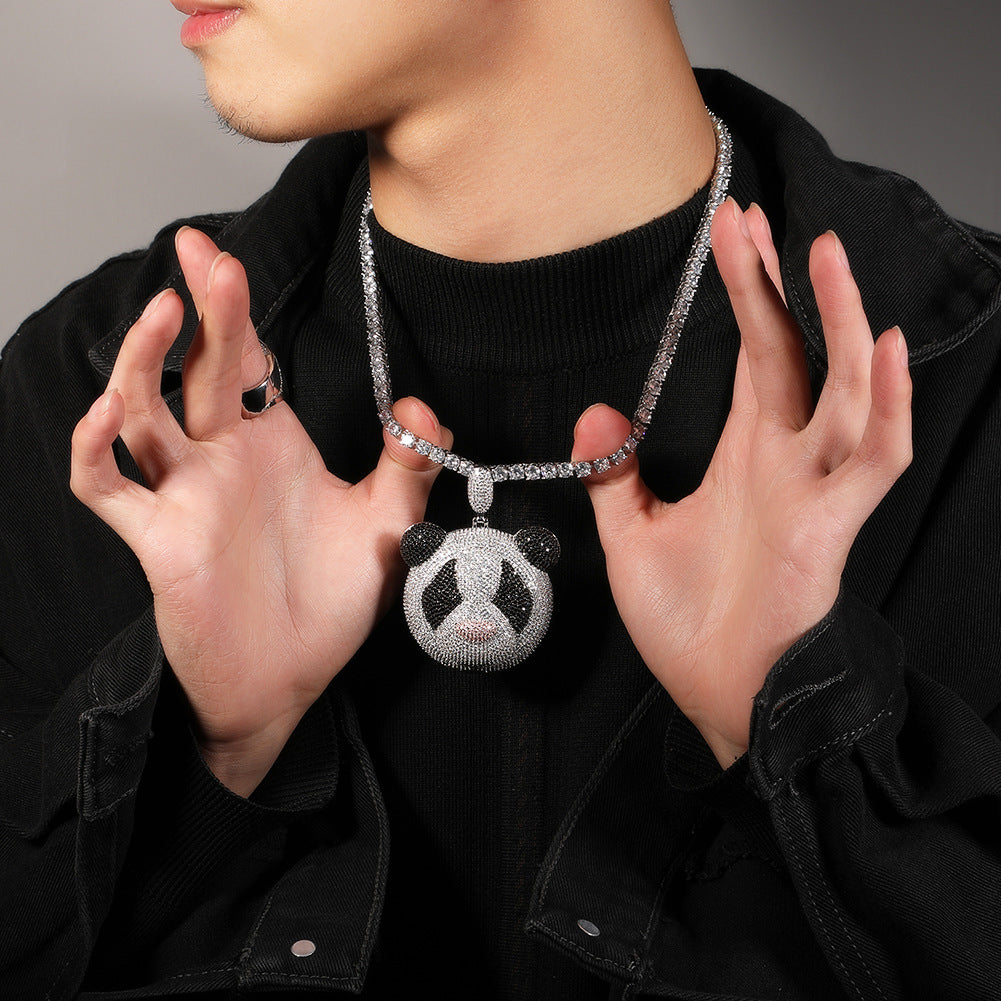 Fully iced Panda diamond pendant necklace chain as seen on Jackson Wang Got7 kpop fans buy panthepack