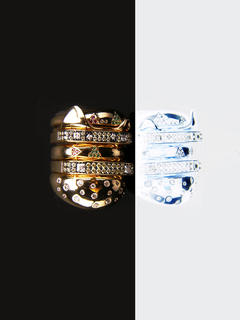 hamburger ring as seen on Nigo in multicolored vvs diamond ifandco