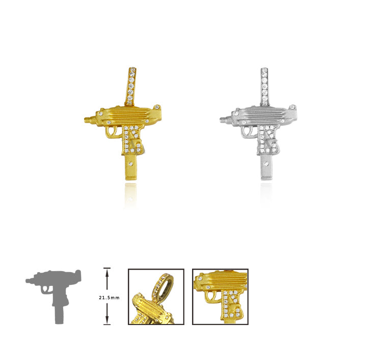 micro uzi matte gold pendant necklace chain hip hop jewelry