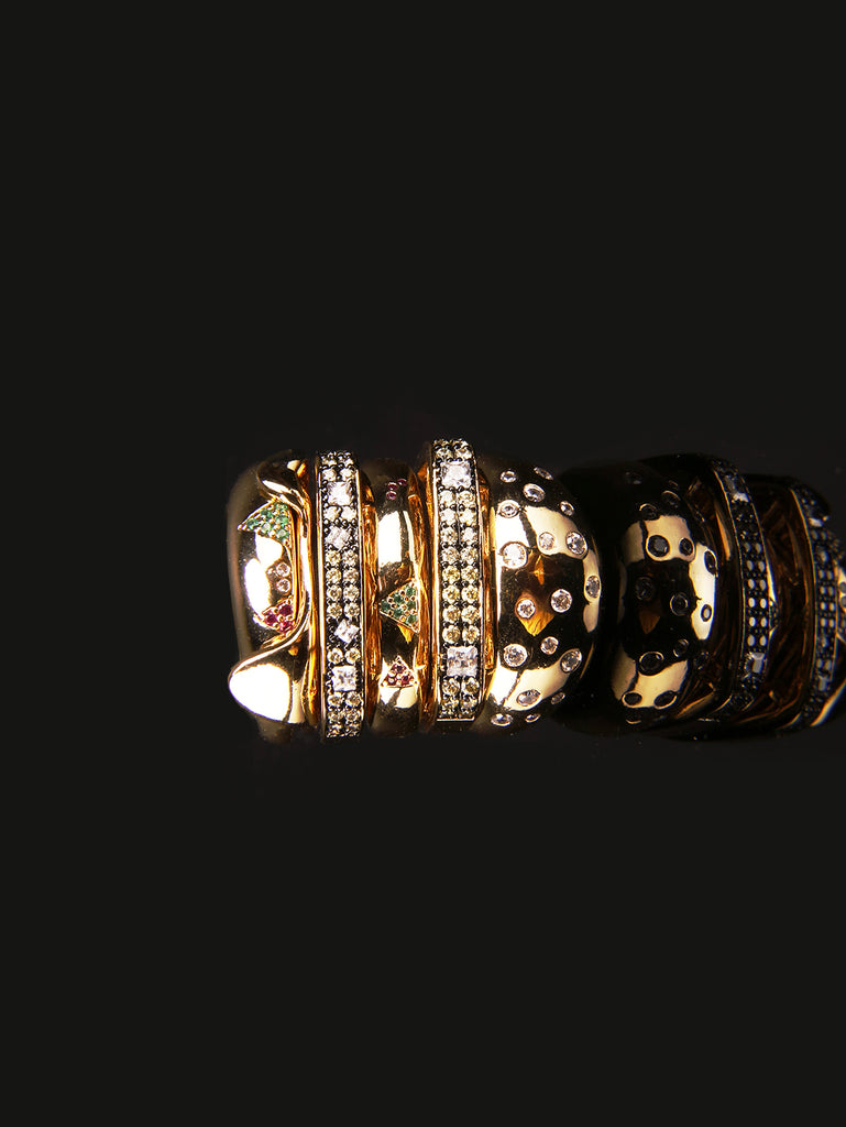 hamburger ring as seen on Nigo in multicolored vvs diamond ifandco