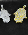 Hamsa hand fully iced pendant necklace fatima ifandco diamond