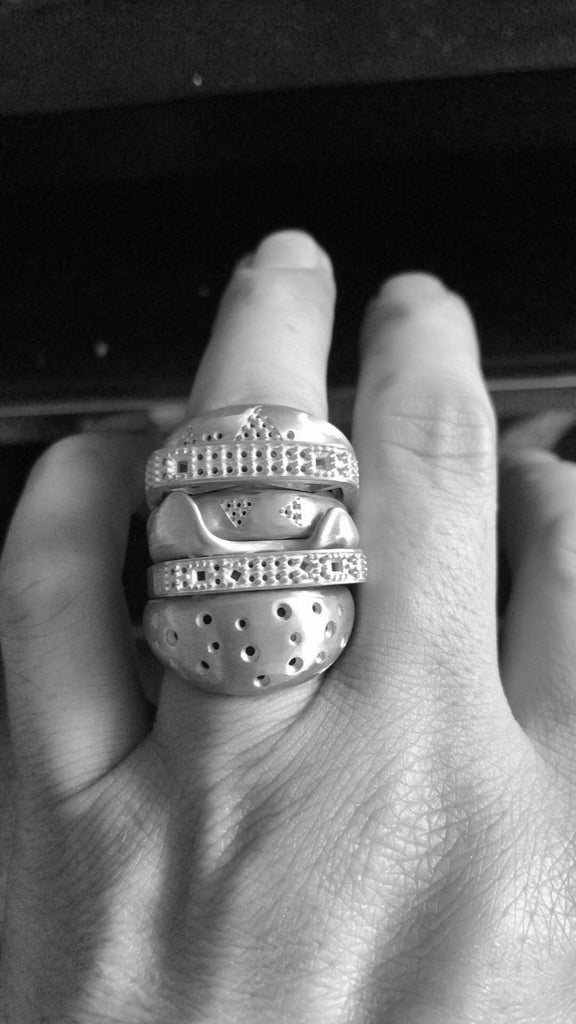 hamburger ring as seen on Nigo in multicolored vvs diamond ifandco