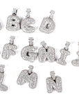 Custom Bubble Letters Initial White Gold Finish A-Z Alphabet Full Iced Out 14k