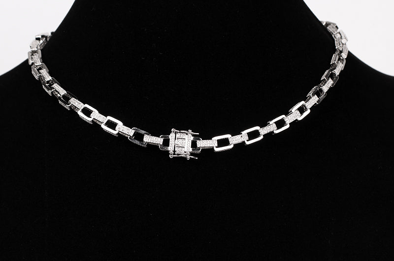 hermes link blue mink drake diamond necklace chain iced out shopgld