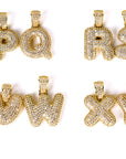 Custom Bubble Letters Initial 14k Gold Finish A-Z Alphabet Full Iced Out