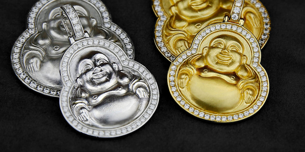 Nano laughing buddha pendant necklace chain