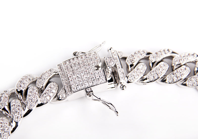 Cuban link chain 13mm fully iced with custom clasp ifandco icebox