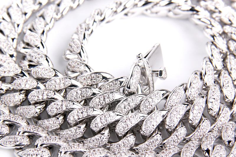 Cuban link chain 13mm fully iced with custom clasp ifandco icebox
