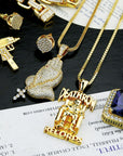 gemstone pendant necklace chain ring affordable hip hop jewelry ifandco