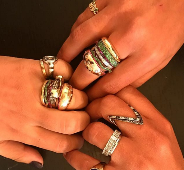 hamburger rings as seen on Nigo in multicolored vvs diamond ifandco