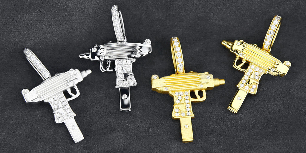 affordable gun pendant necklace hip hop chain