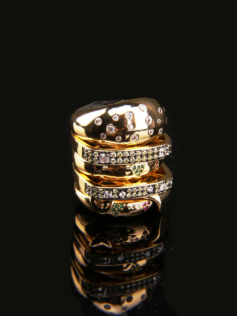 hamburger ring as seen on Nigo in multicolored vvs diamond ifandco