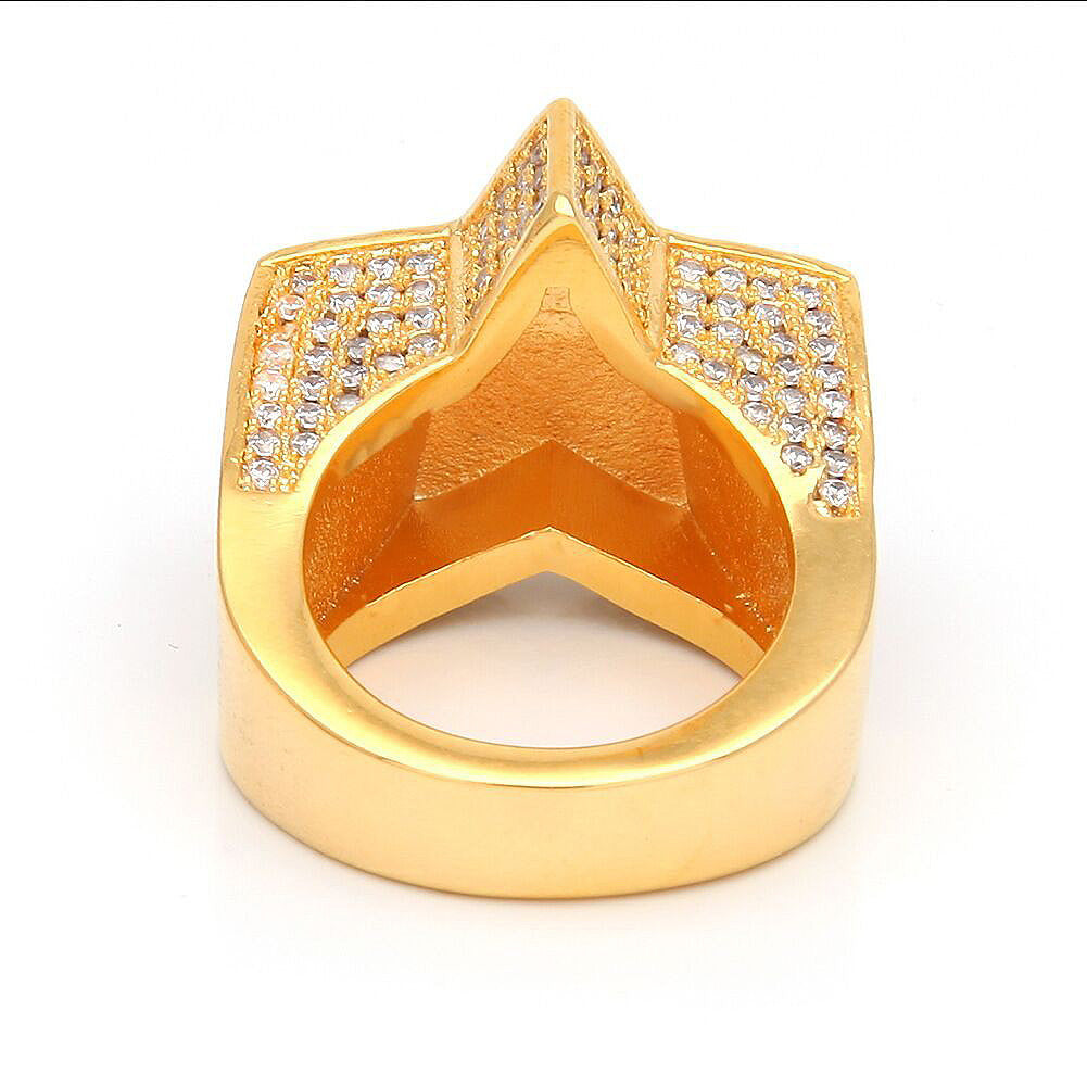 Migos star ring fully iced out 3D White gold SILVER men ring affordable jewelry